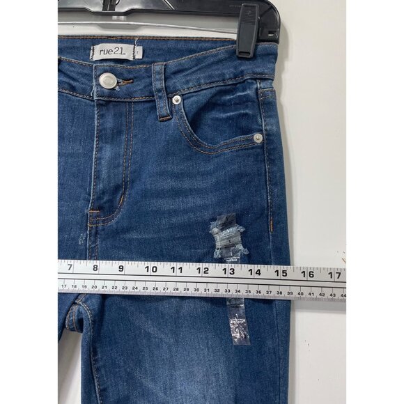 Rue 21 - Women's Ultimate Stretch Mid-Rise - Boot Jeans Distressed - Blue - 1 - Picture 4 of 15